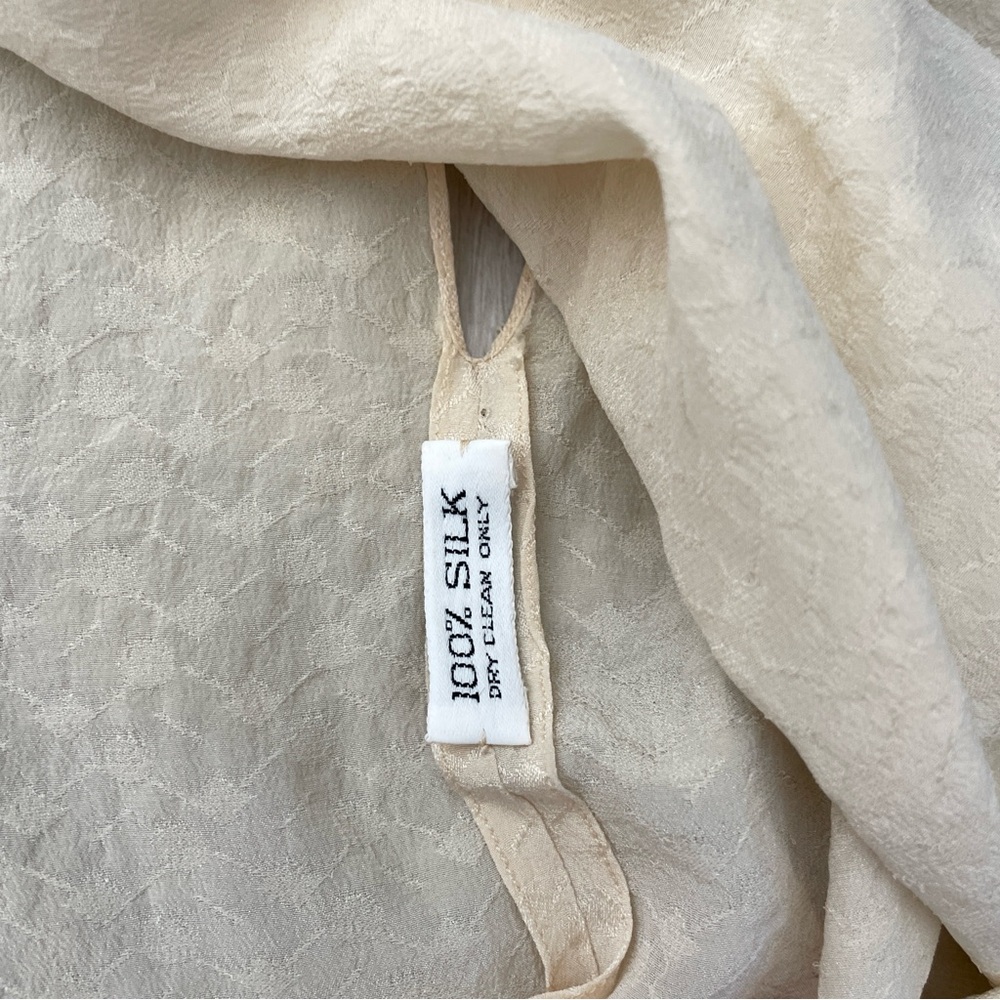 Vintage Silk Shrug printed open collared womens Cream (one size) minimalist chic - Picture 7 of 7